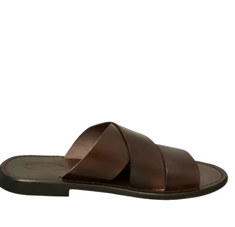 Dark Brown Leather Slipper Mod.7046