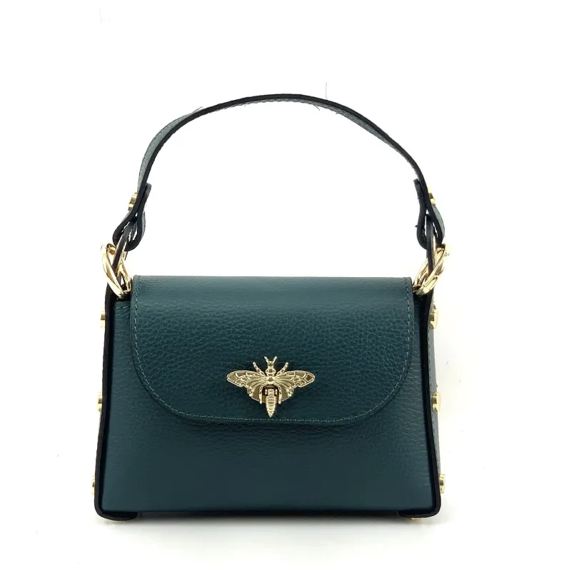 Elegant Calfskin Handbag With Dragonfly Closure