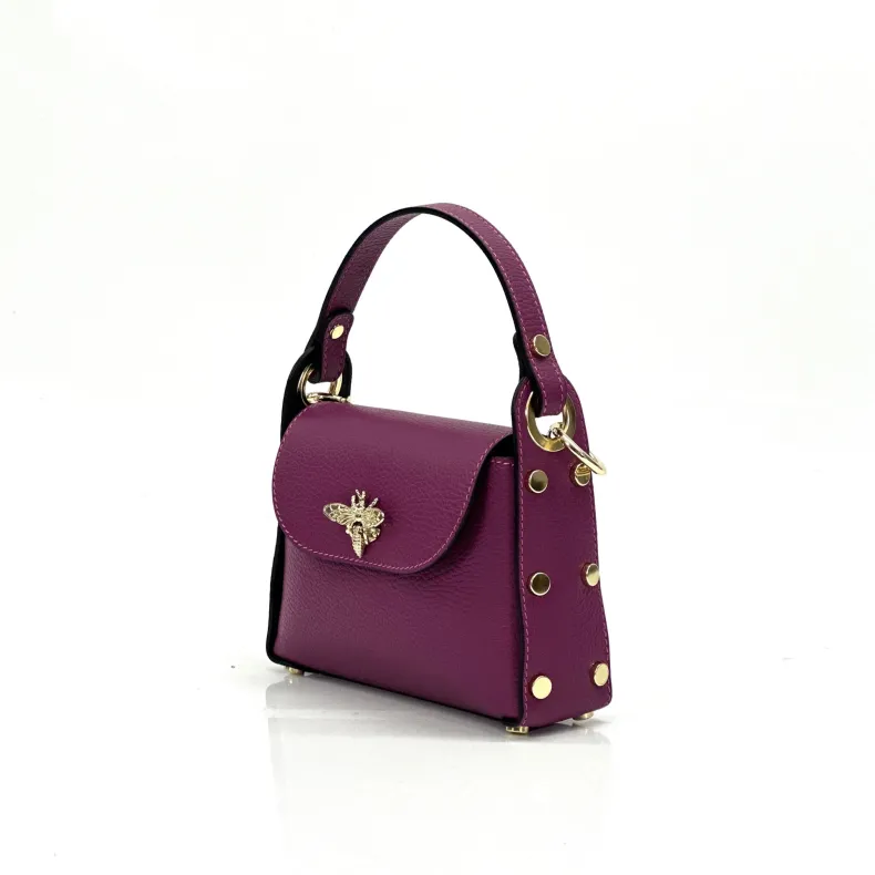 Elegant Calfskin Handbag With Dragonfly Closure