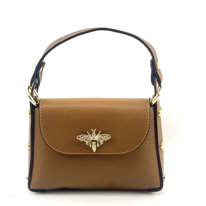 Elegant Calfskin Handbag With Dragonfly Closure
