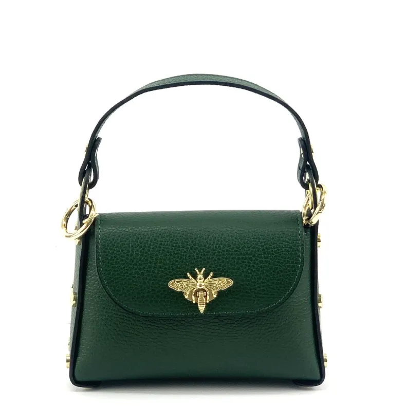 Elegant Calfskin Handbag With Dragonfly Closure