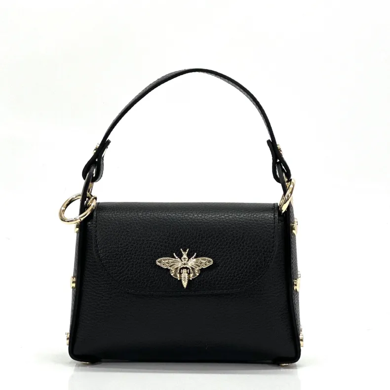 Elegant Calfskin Handbag With Dragonfly Closure
