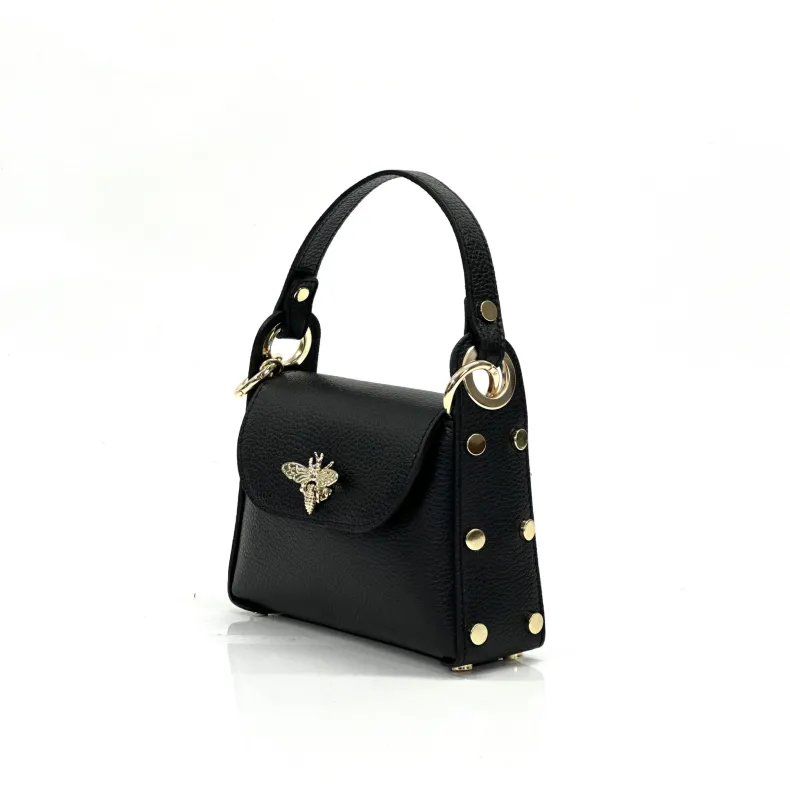 Elegant Calfskin Handbag With Dragonfly Closure