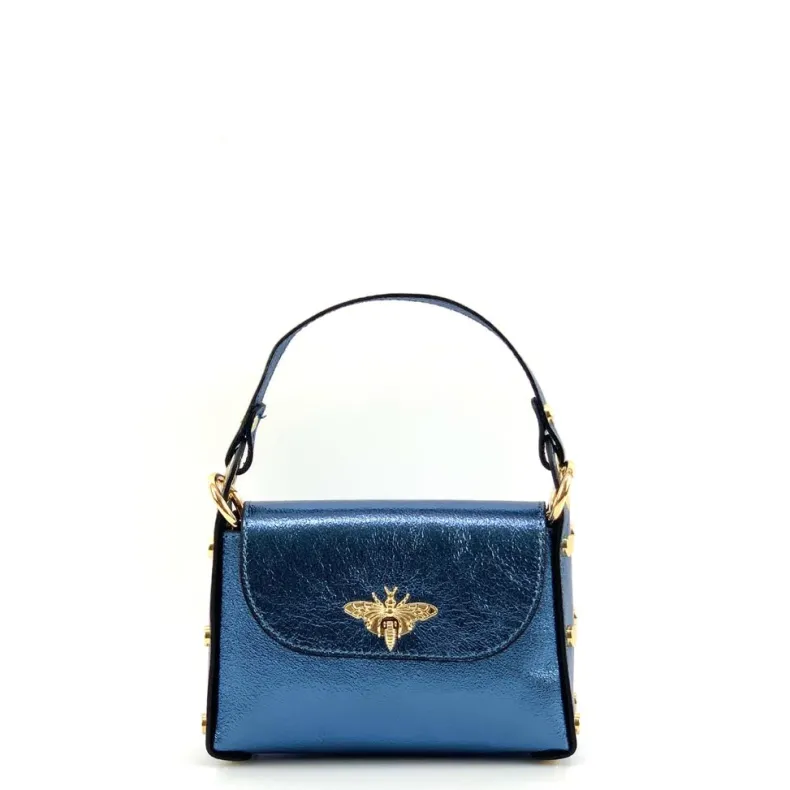 Elegant Handbag In Metallic Leather