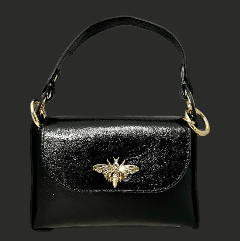 Elegant Handbag In Metallic Leather