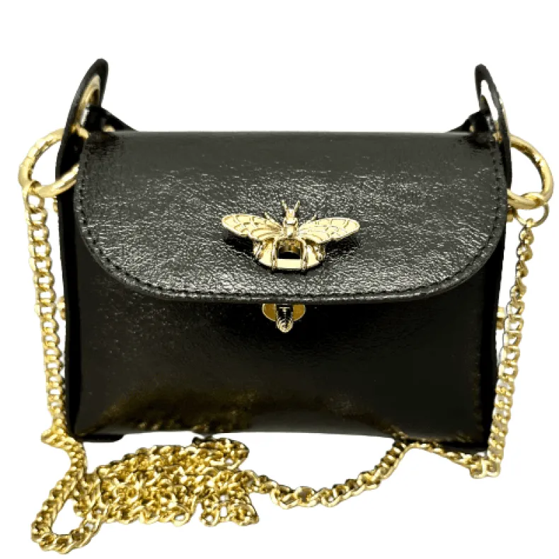 Elegant Handbag In Metallic Leather