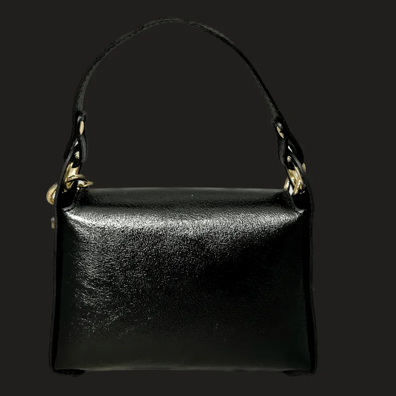 Elegant Handbag In Metallic Leather