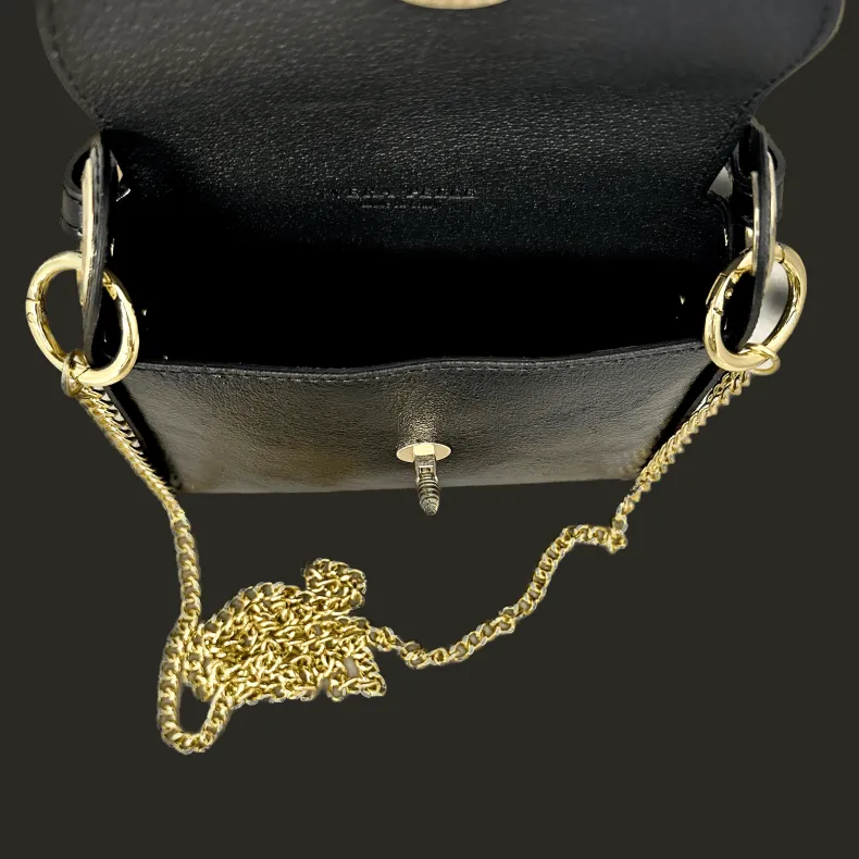Elegant Handbag In Metallic Leather