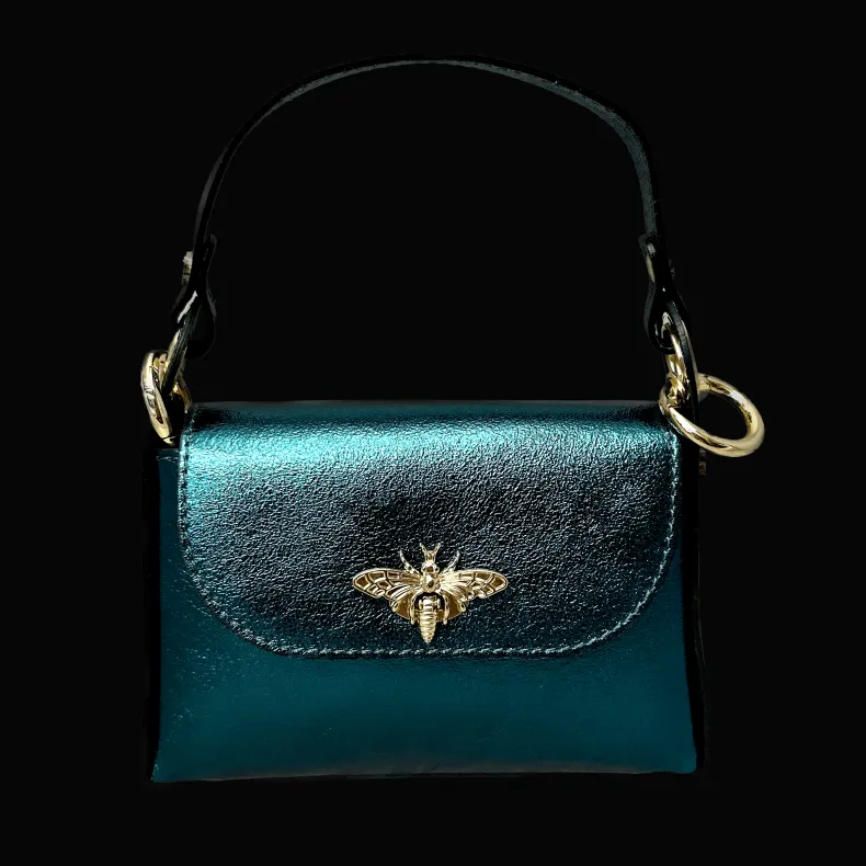 Elegant Handbag In Metallic Leather