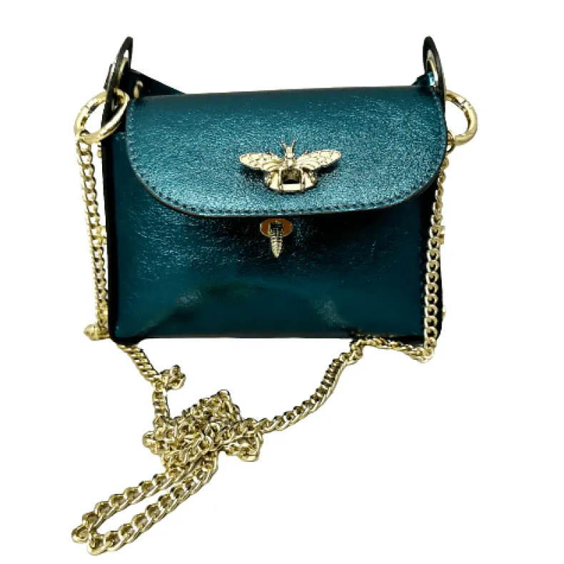 Elegant Handbag In Metallic Leather