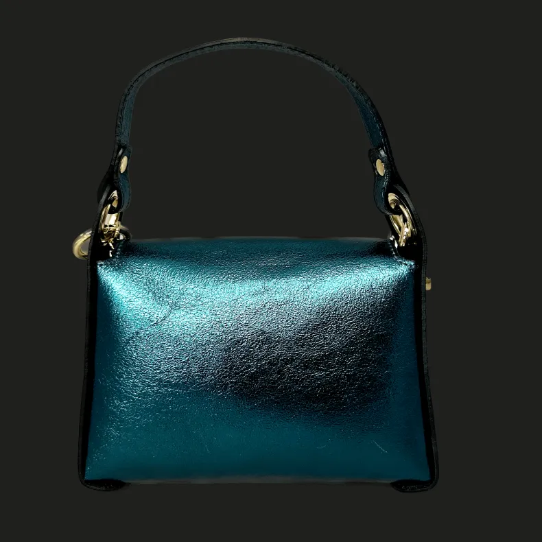 Elegant Handbag In Metallic Leather