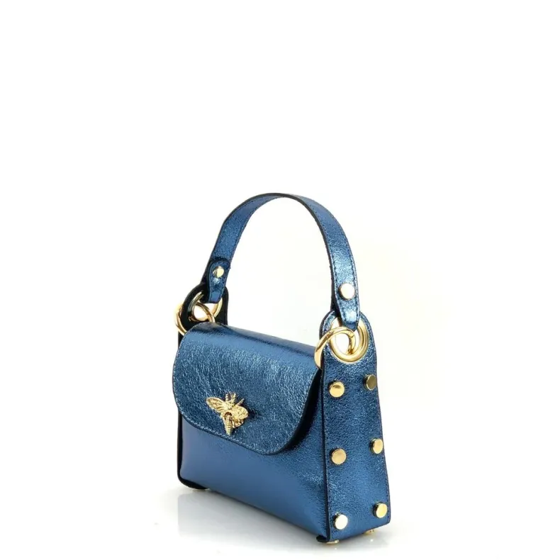 Elegant Handbag In Metallic Leather