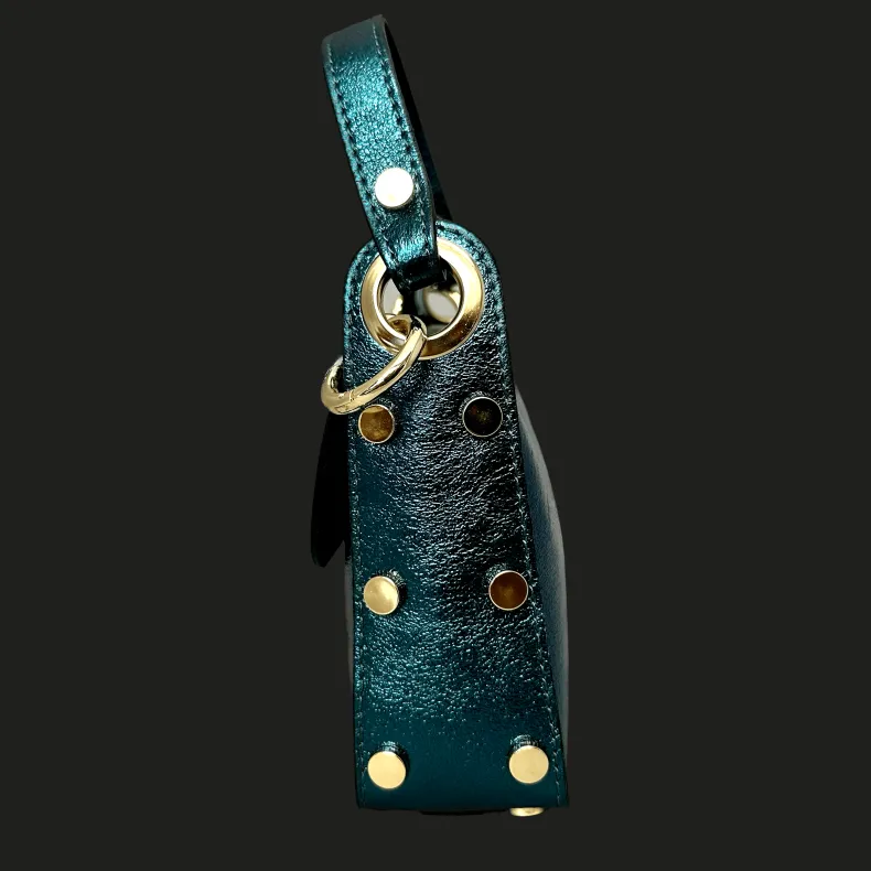 Elegant Handbag In Metallic Leather