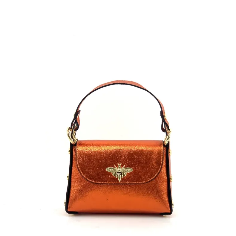 Elegant Handbag In Metallic Leather