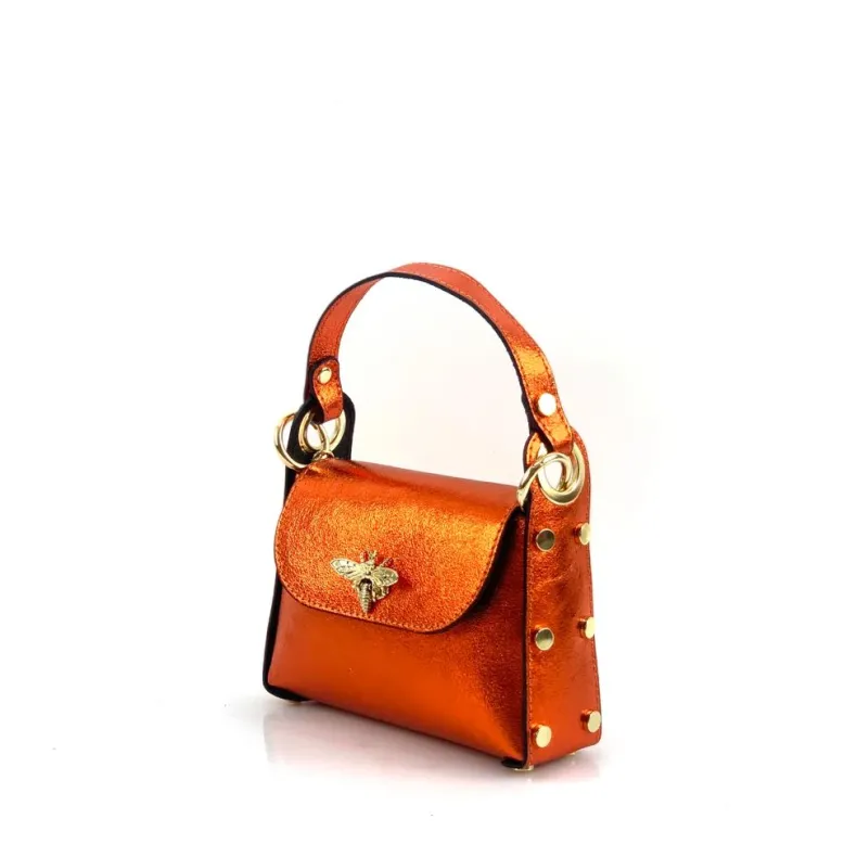 Elegant Handbag In Metallic Leather