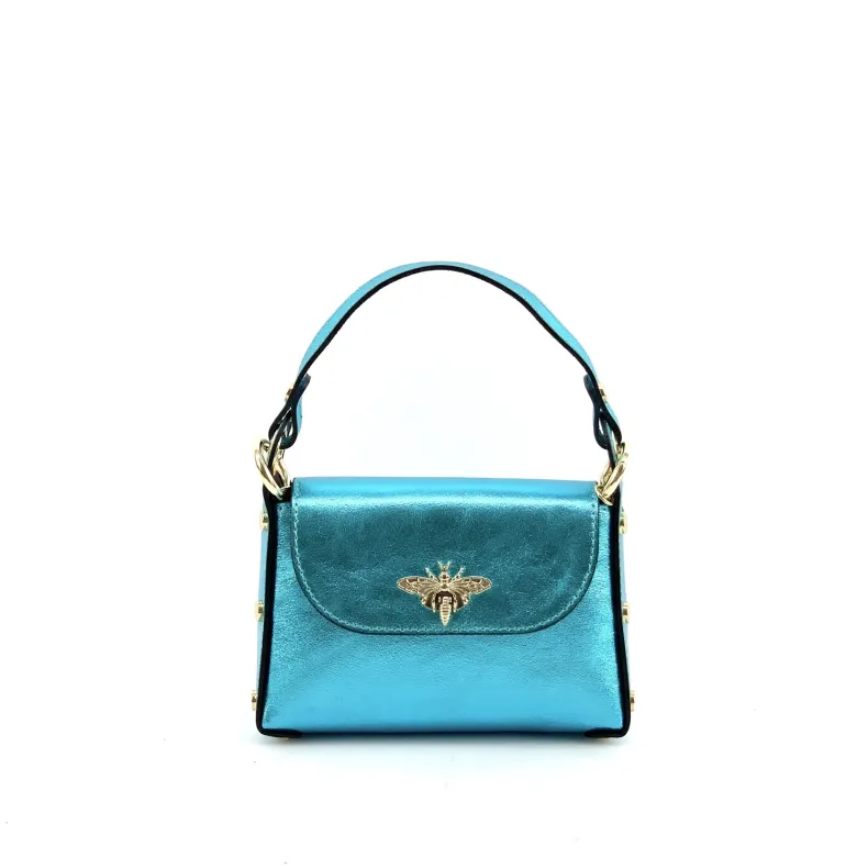 Elegant Handbag In Metallic Leather