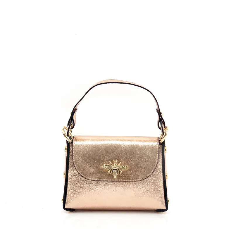 Elegant Handbag In Metallic Leather