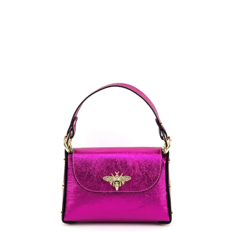 Elegant Handbag In Metallic Leather