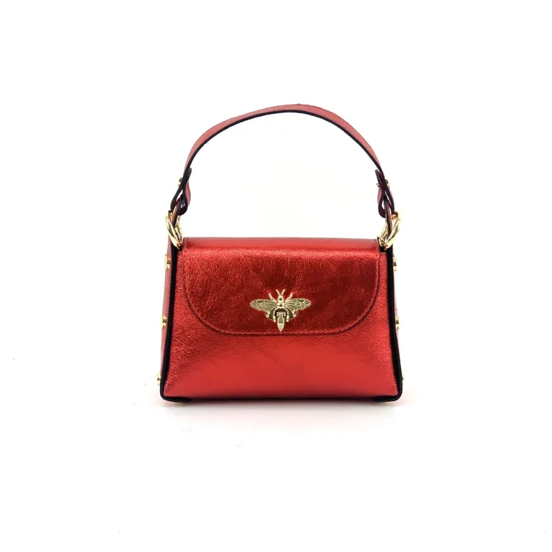 Elegant Handbag In Metallic Leather