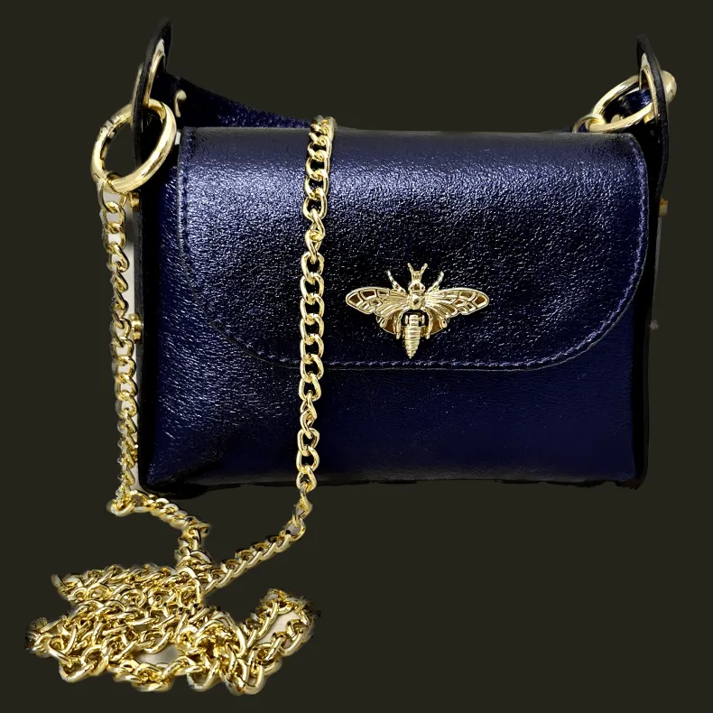 Elegant Handbag In Metallic Leather