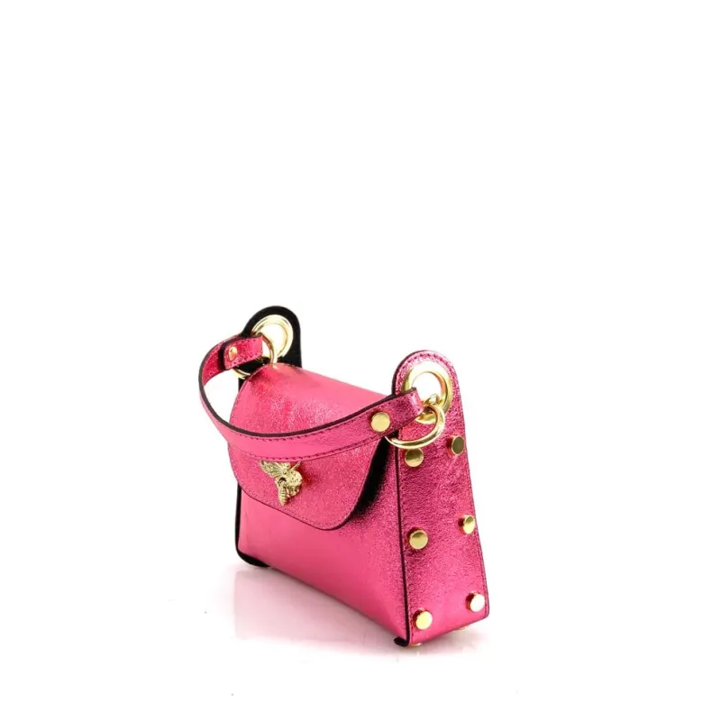 Elegant Handbag In Metallic Leather