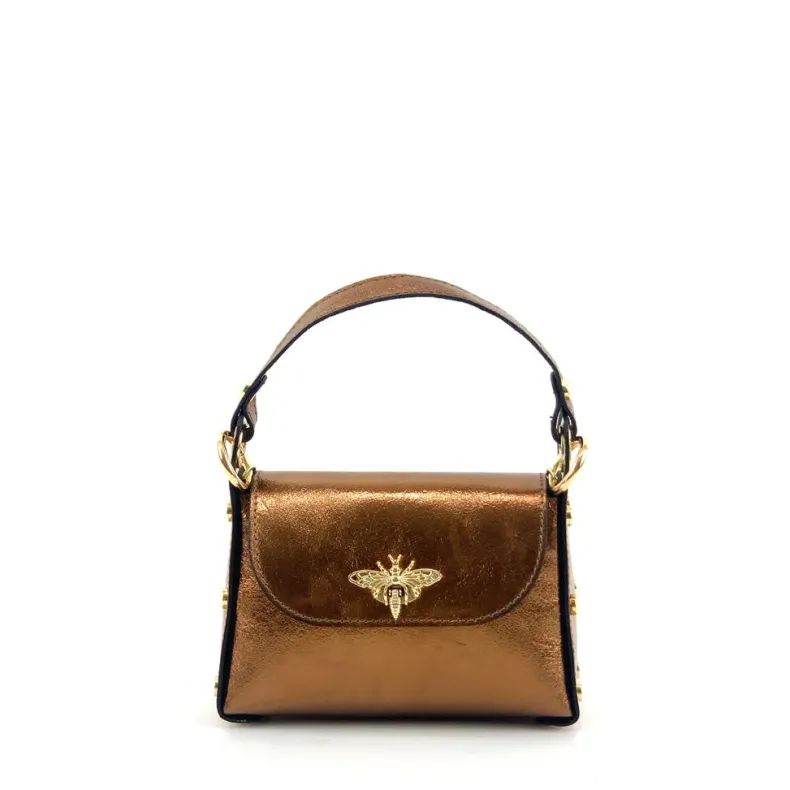 Elegant Handbag In Metallic Leather
