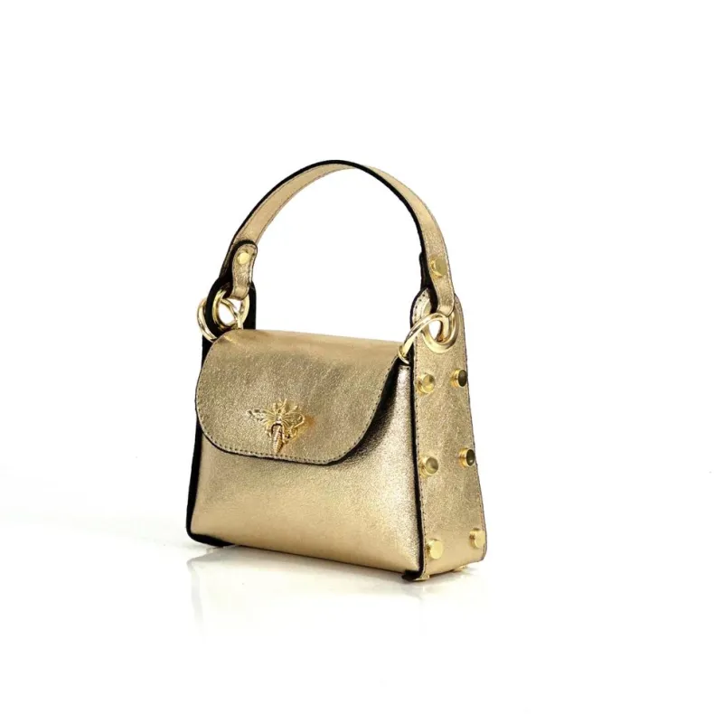 Elegant Handbag In Metallic Leather