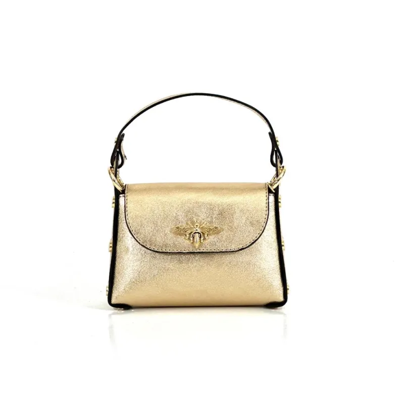 Elegant Handbag In Metallic Leather