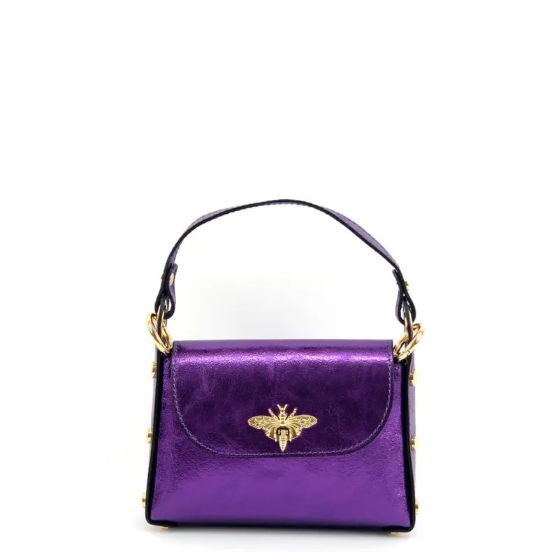 Elegant Handbag In Metallic Leather