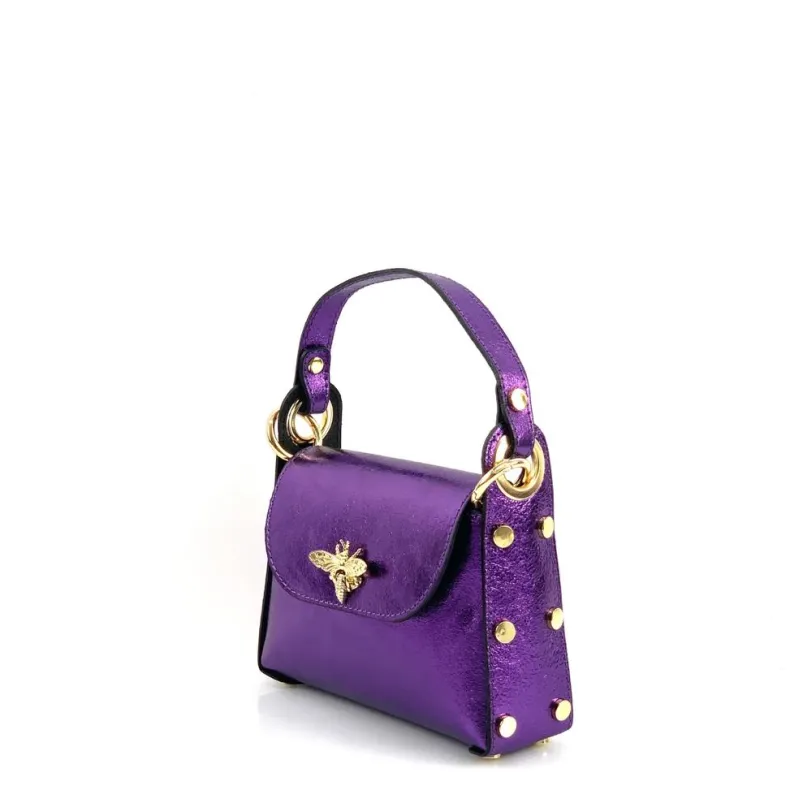 Elegant Handbag In Metallic Leather