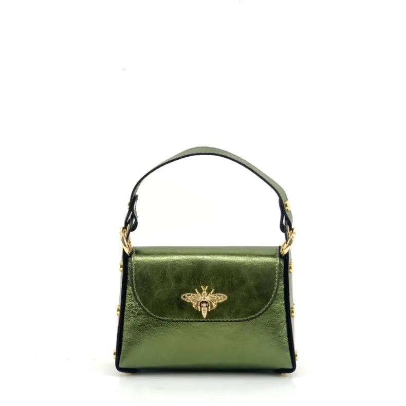 Elegant Handbag In Metallic Leather