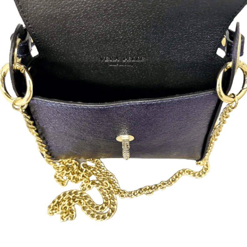 Elegant Handbag In Metallic Leather