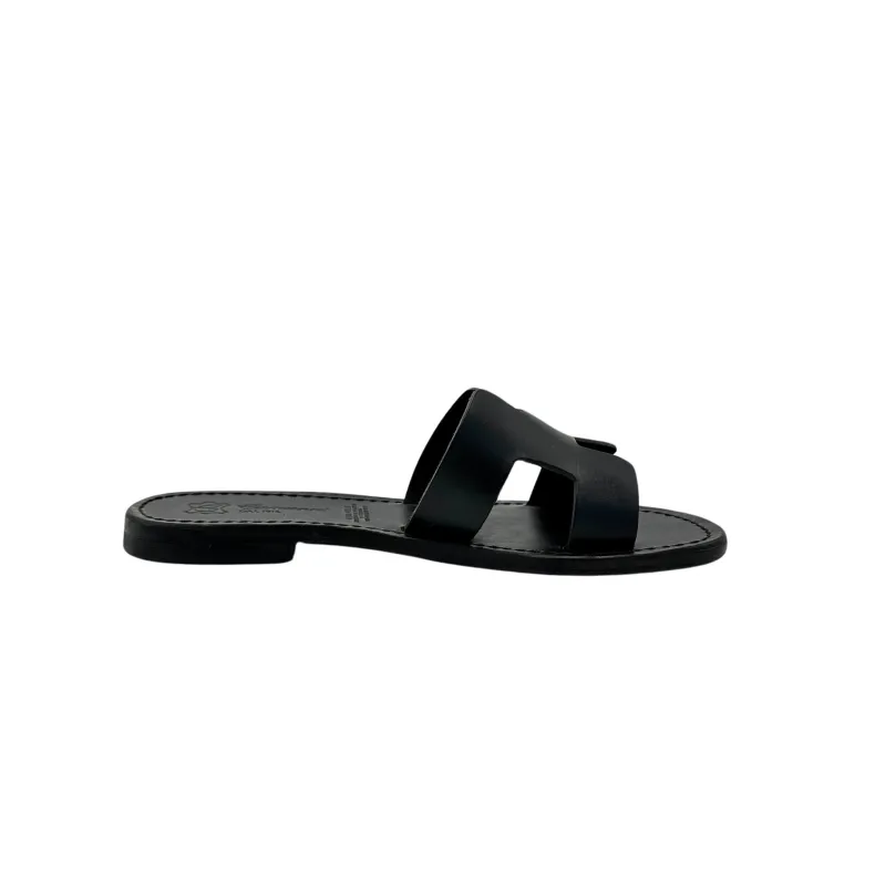 Elena – Black Leather Slipper Mod. Hermès