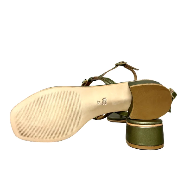 Flip Flop Jewel Sandal In Laminated Green Leather