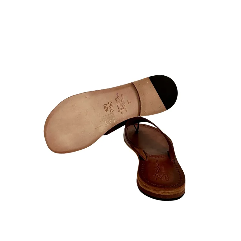 Flip-flops In Matt Dark Brown Leather Mod. 6631