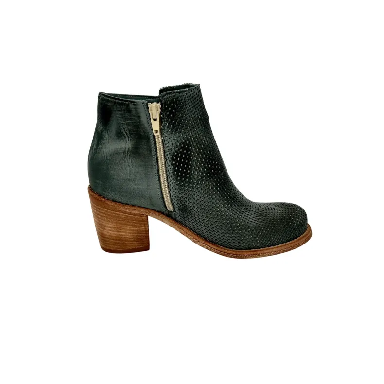 Gray Denim Brushed Nubuck Leather Ankle Boot With Zip