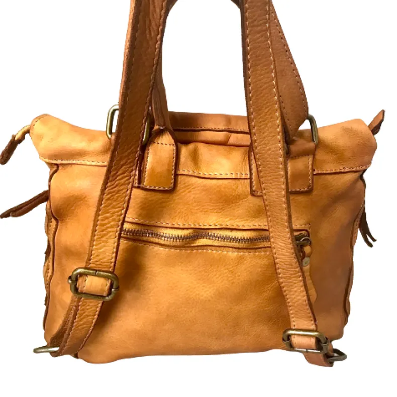 Handcrafted Backpack In Woven Leather