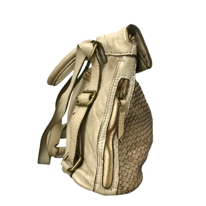 Handcrafted Backpack In Woven Leather
