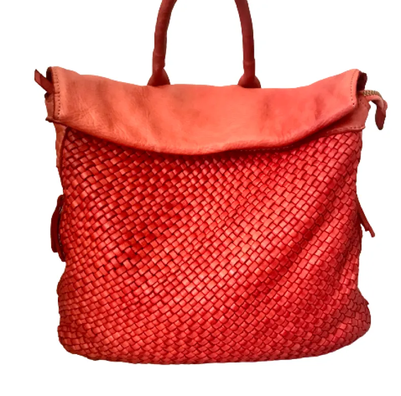Handcrafted Backpack In Woven Leather