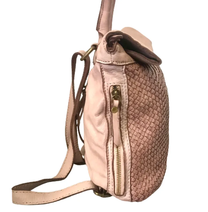 Handcrafted Backpack In Woven Leather