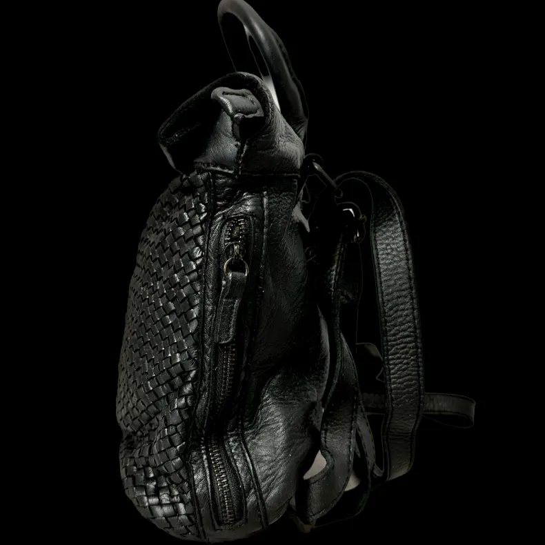 Handcrafted Backpack In Woven Leather
