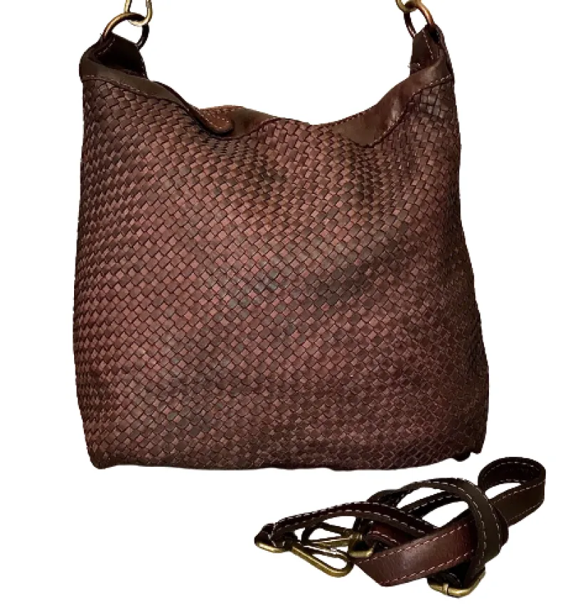 Handcrafted Bag In Woven Leather