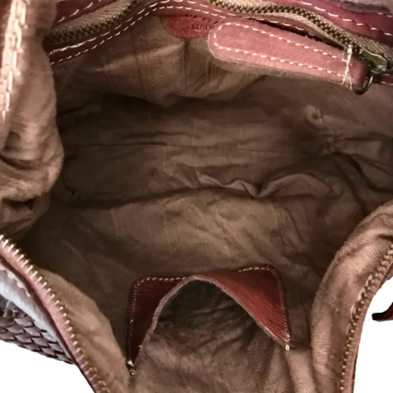 Handcrafted Bag In Woven Leather