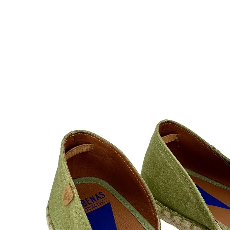 Handcrafted Espadrilles In Sage Green Verbenas Suede