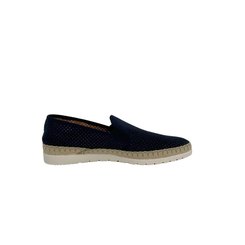 Handcrafted Espadrilles In Blue Verbenas Suede