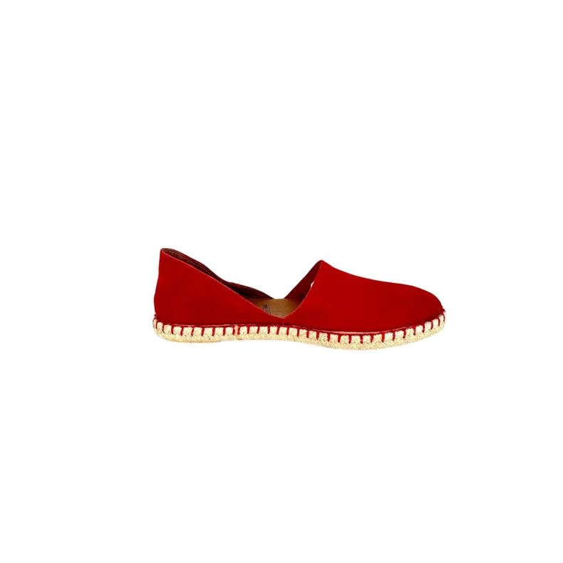 Handcrafted Espadrilles In Red Verbenas Suede