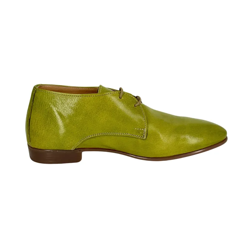 Handcrafted Green Dipped Leather Lace-up