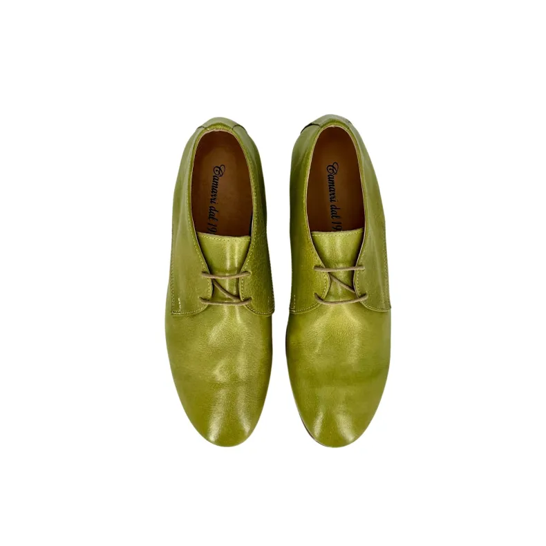 Handcrafted Green Dipped Leather Lace-up