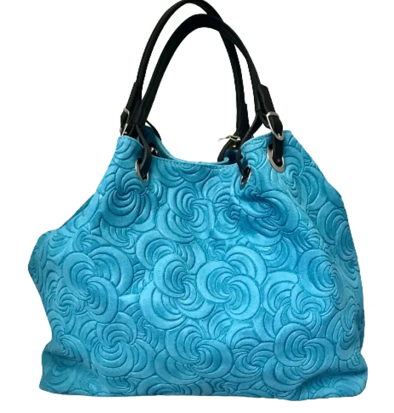 Handcrafted Leather Bag With Floral Decoration