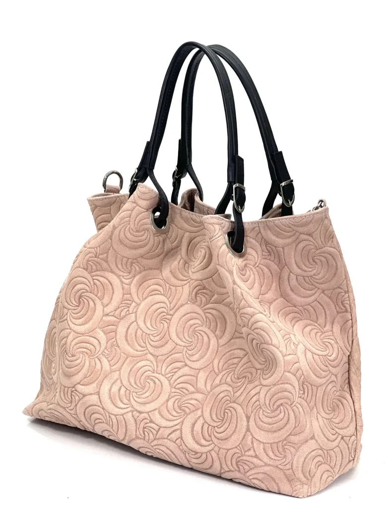 Handcrafted Leather Bag With Floral Decoration